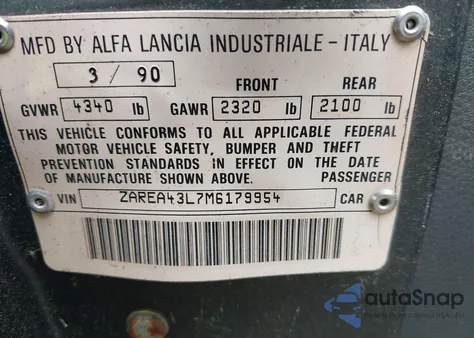 1991 Alfa Romeo 164 L z USA, uszkodzony, nr VIN ZAREA43L7M6179954